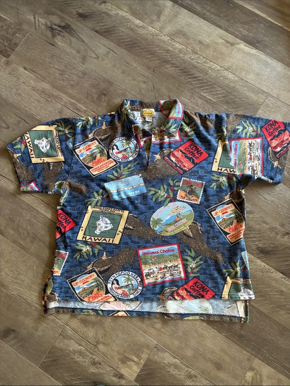 Reyn Sooner Polo Shirt XL Hawaiian Blue Kona CoffeeShirt